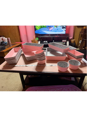 Pink & Gray Felt Drawer Organizers NEW 16 Pieces